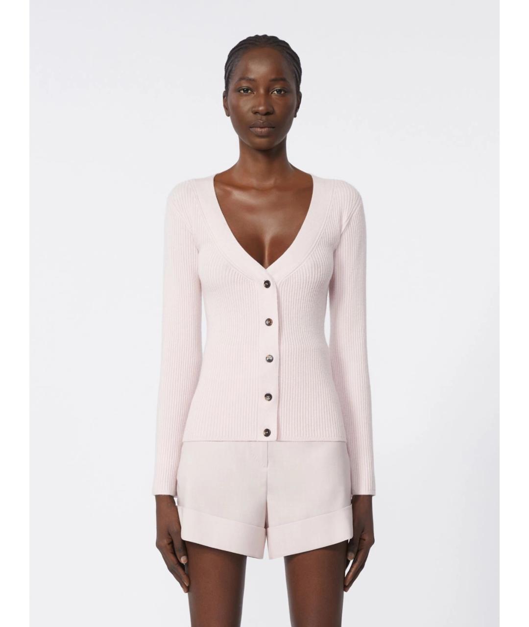 MAX MARA Розовый шерстяной кардиган, фото 3