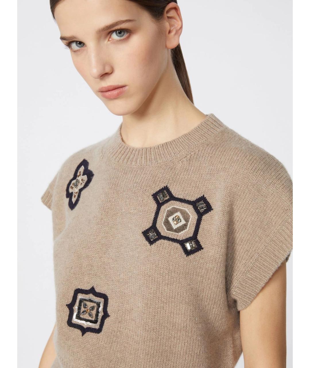 MAX MARA Бежевый шерстяной джемпер / свитер, фото 5