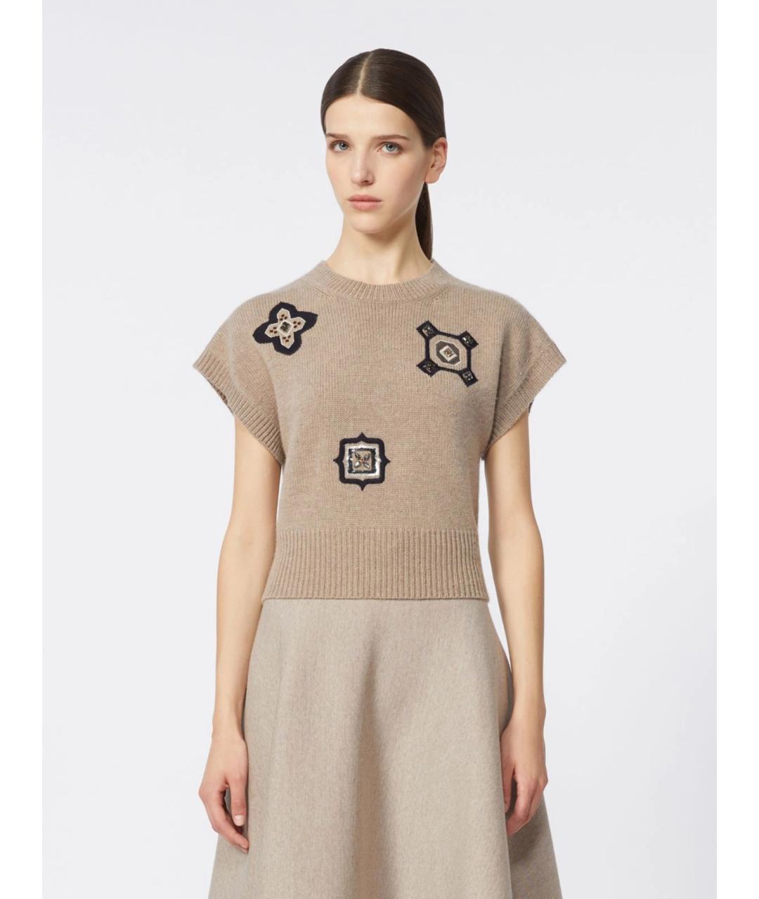 MAX MARA Бежевый шерстяной джемпер / свитер, фото 3