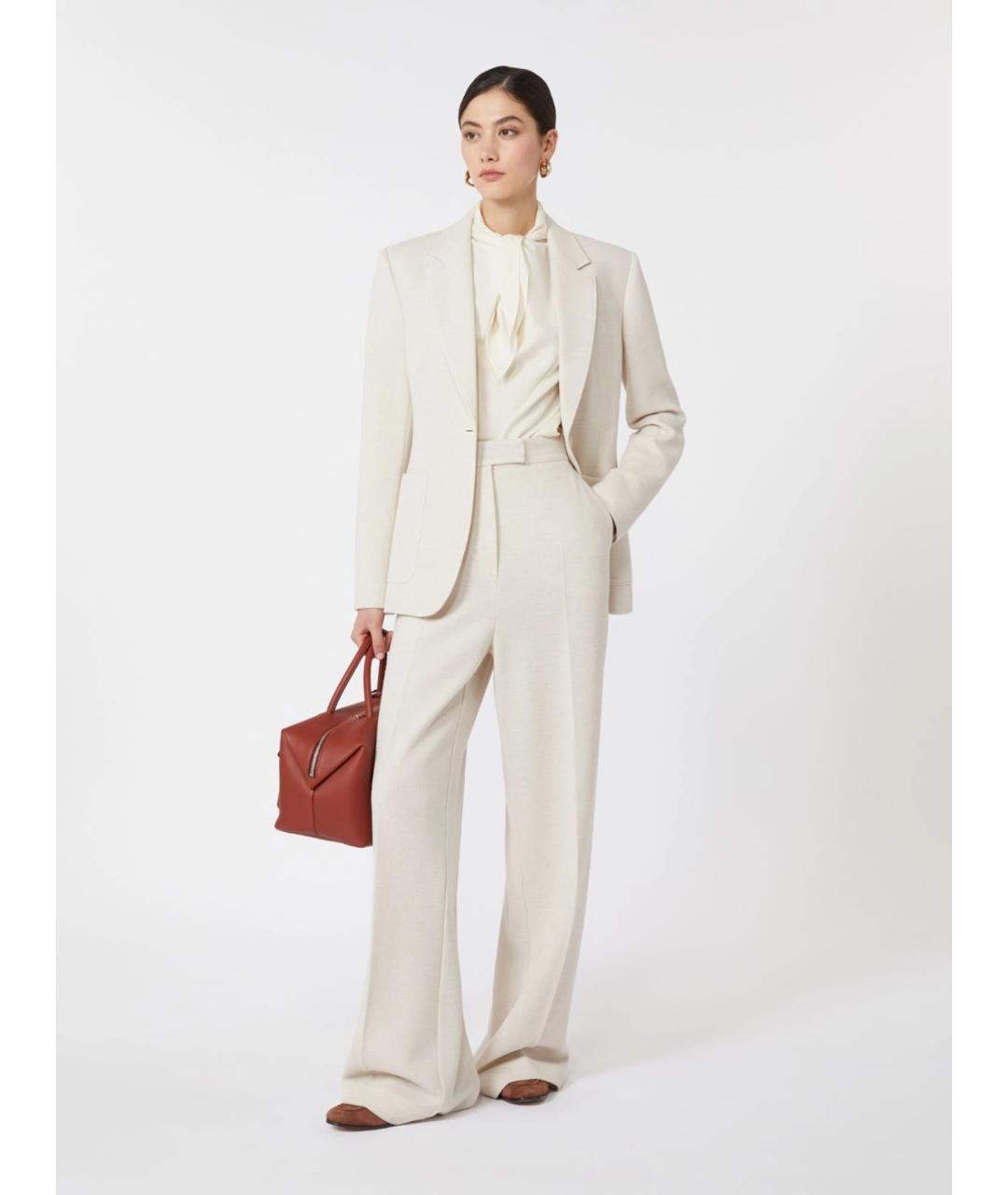 MAX MARA Бежевые шерстяные брюки широкие, фото 2