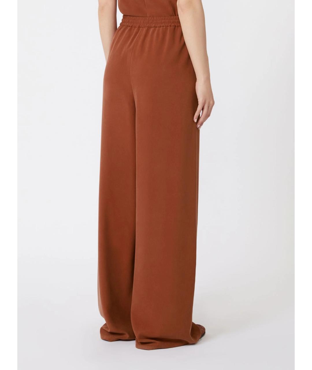 MAX MARA Коричневые шелковые брюки широкие, фото 4