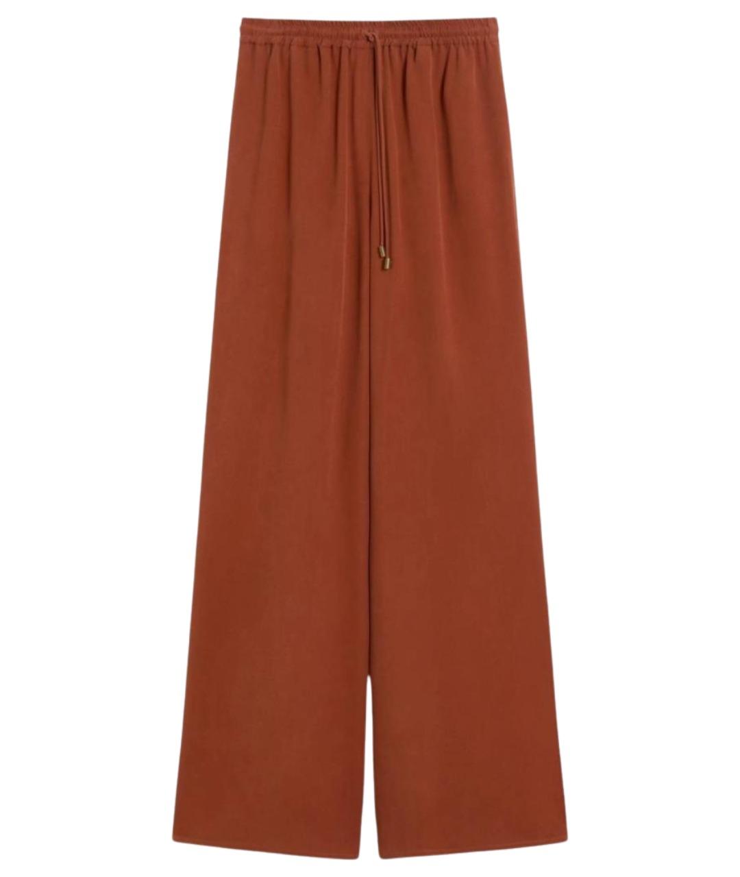 MAX MARA Коричневые шелковые брюки широкие, фото 1