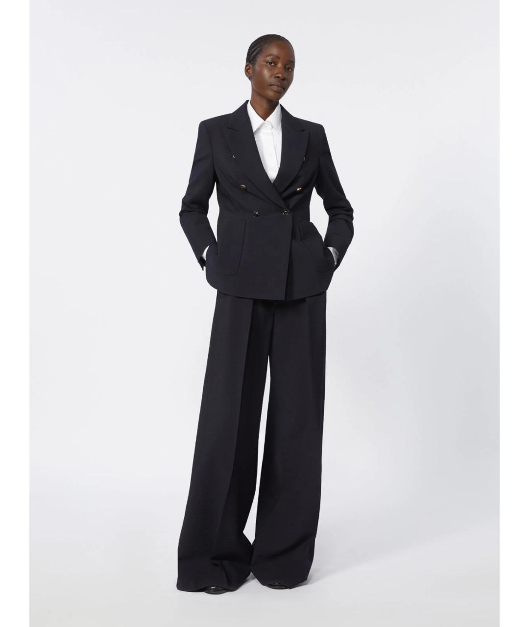 MAX MARA Черные шерстяные брюки широкие, фото 2