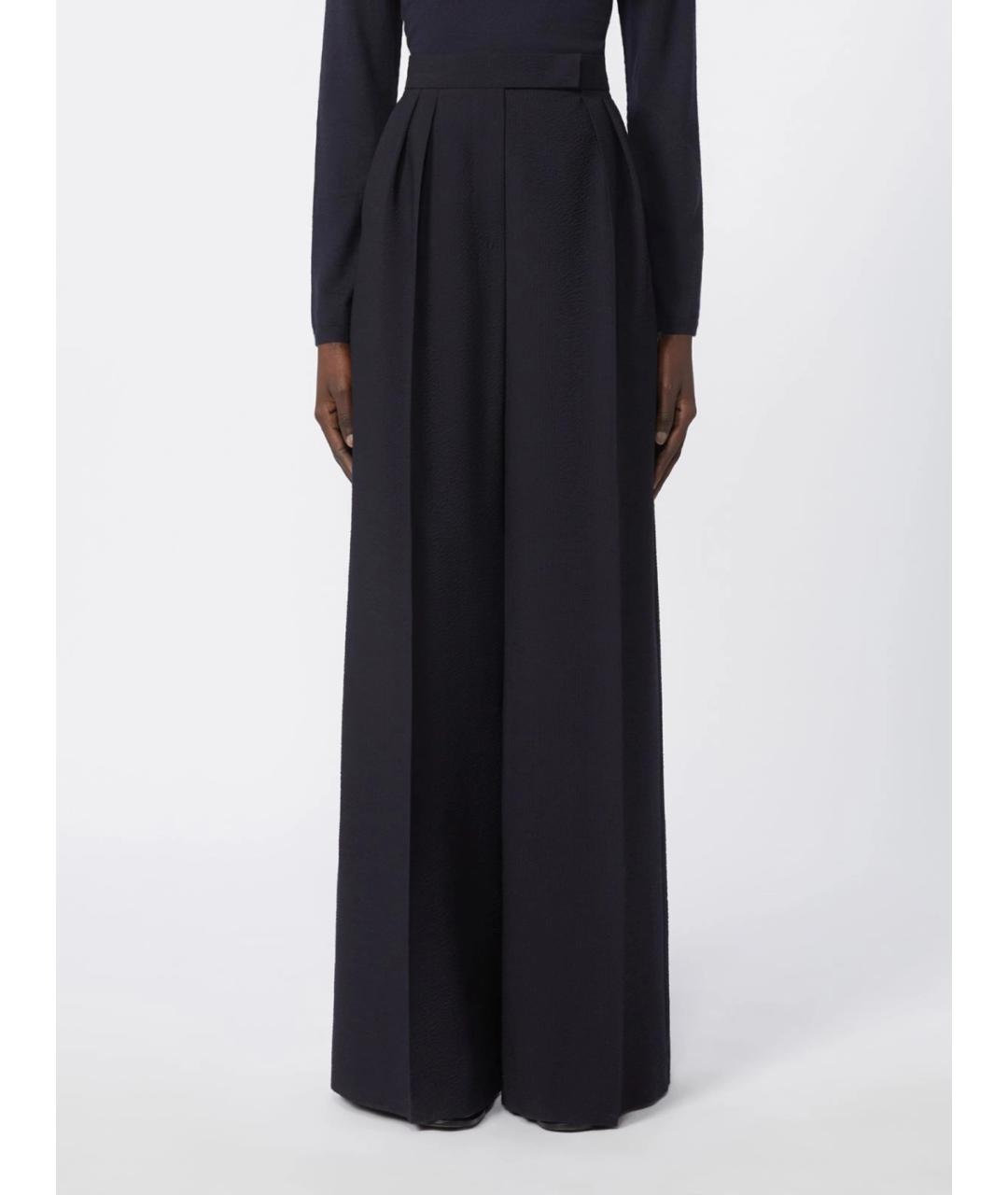 MAX MARA Черные шерстяные брюки широкие, фото 3