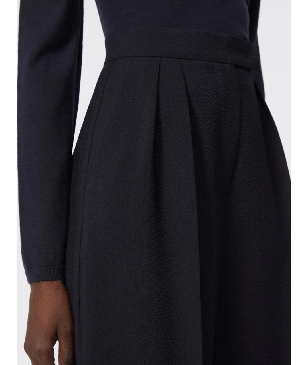 MAX MARA Черные шерстяные брюки широкие, фото 5