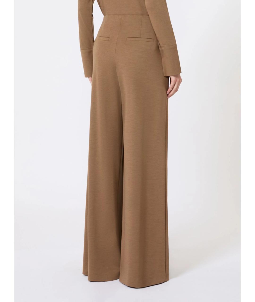 MAX MARA Бежевые шерстяные брюки широкие, фото 4