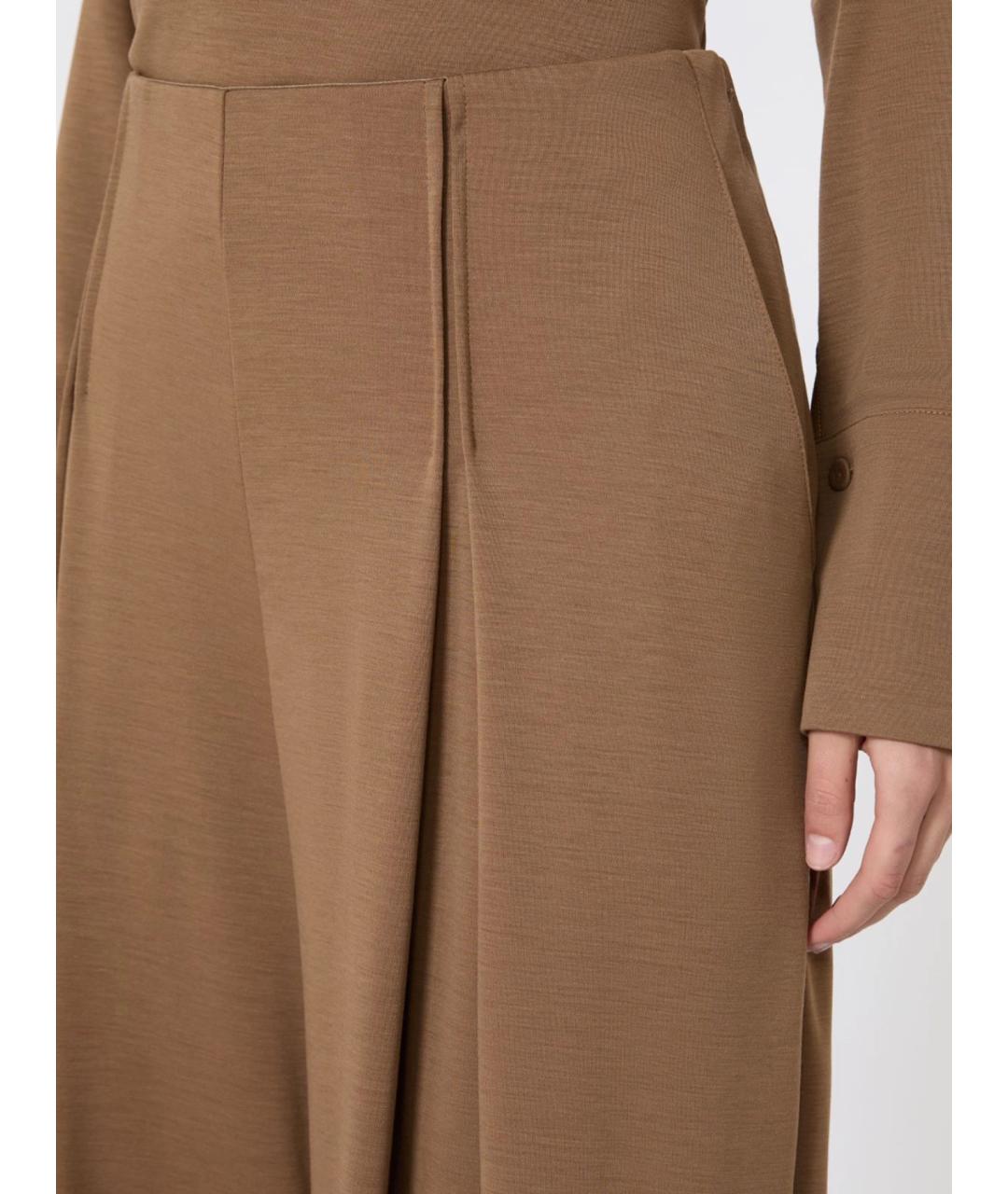 MAX MARA Бежевые шерстяные брюки широкие, фото 5