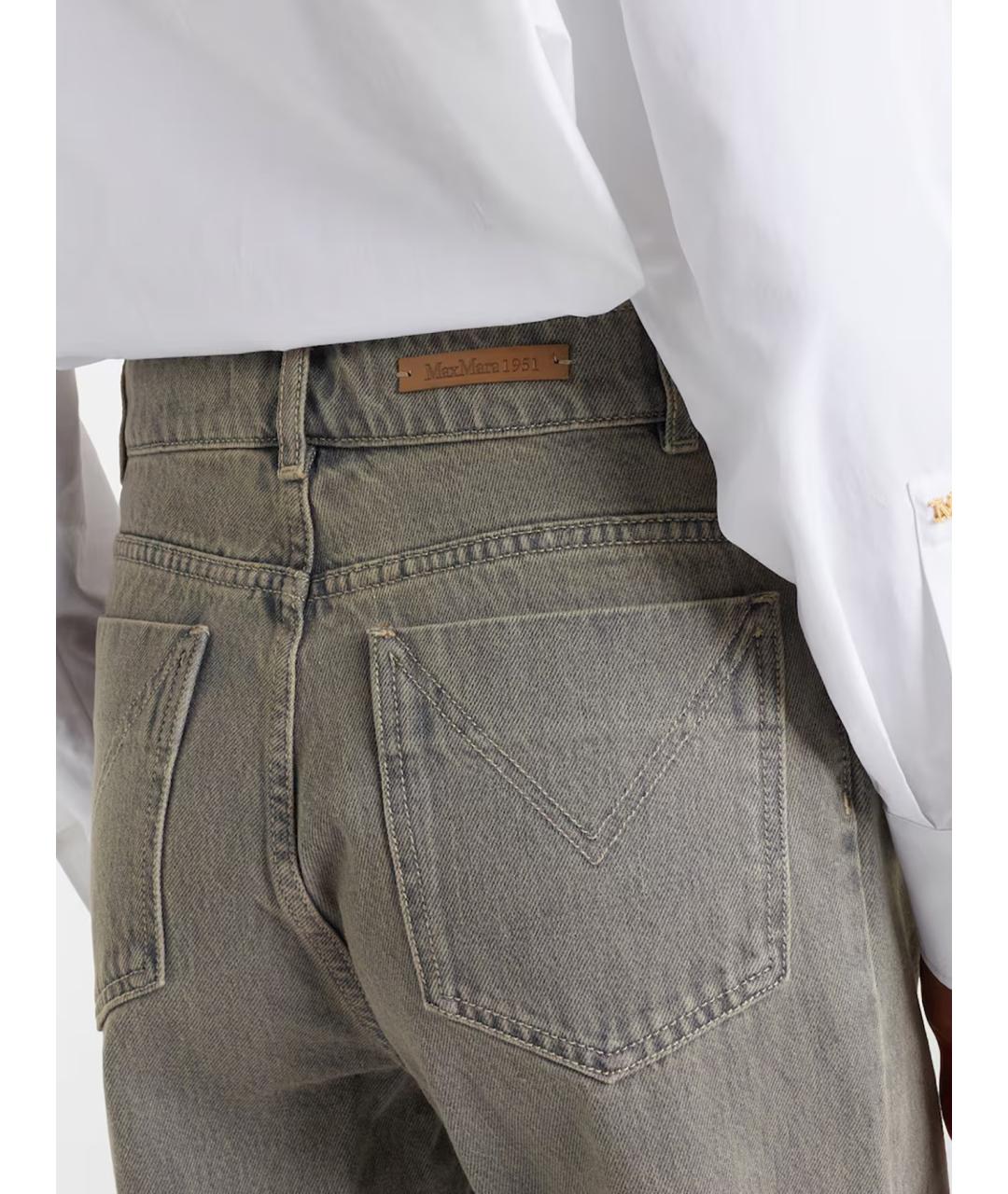 MAX MARA Серые хлопковые джинсы клеш, фото 5