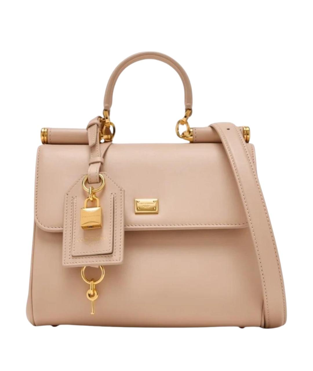 DOLCE&GABBANA Розовая кожаная сумка тоут, фото 1