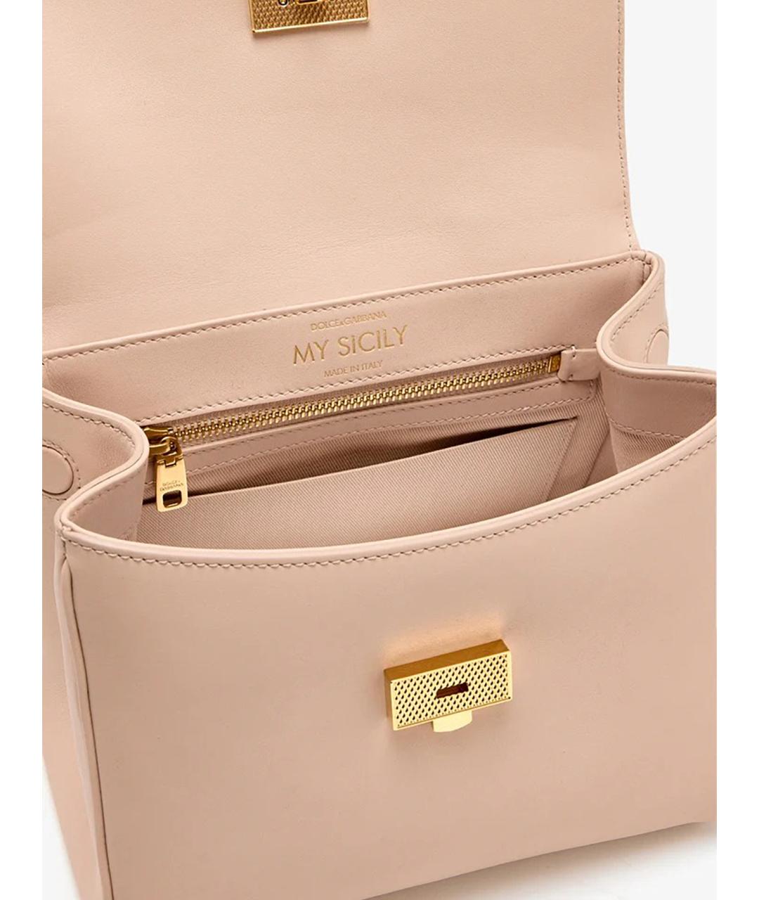 DOLCE&GABBANA Розовая кожаная сумка тоут, фото 3