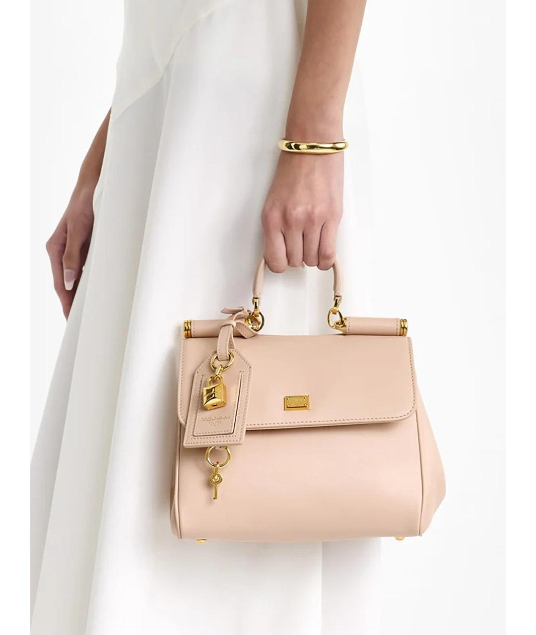 DOLCE&GABBANA Розовая кожаная сумка тоут, фото 2