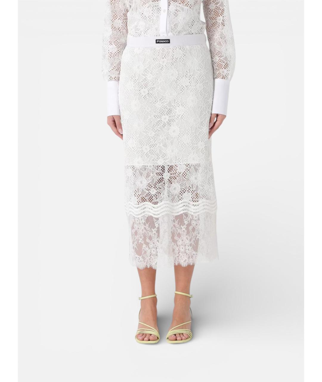 PINKO Белая полиэстеровая юбка миди, фото 2