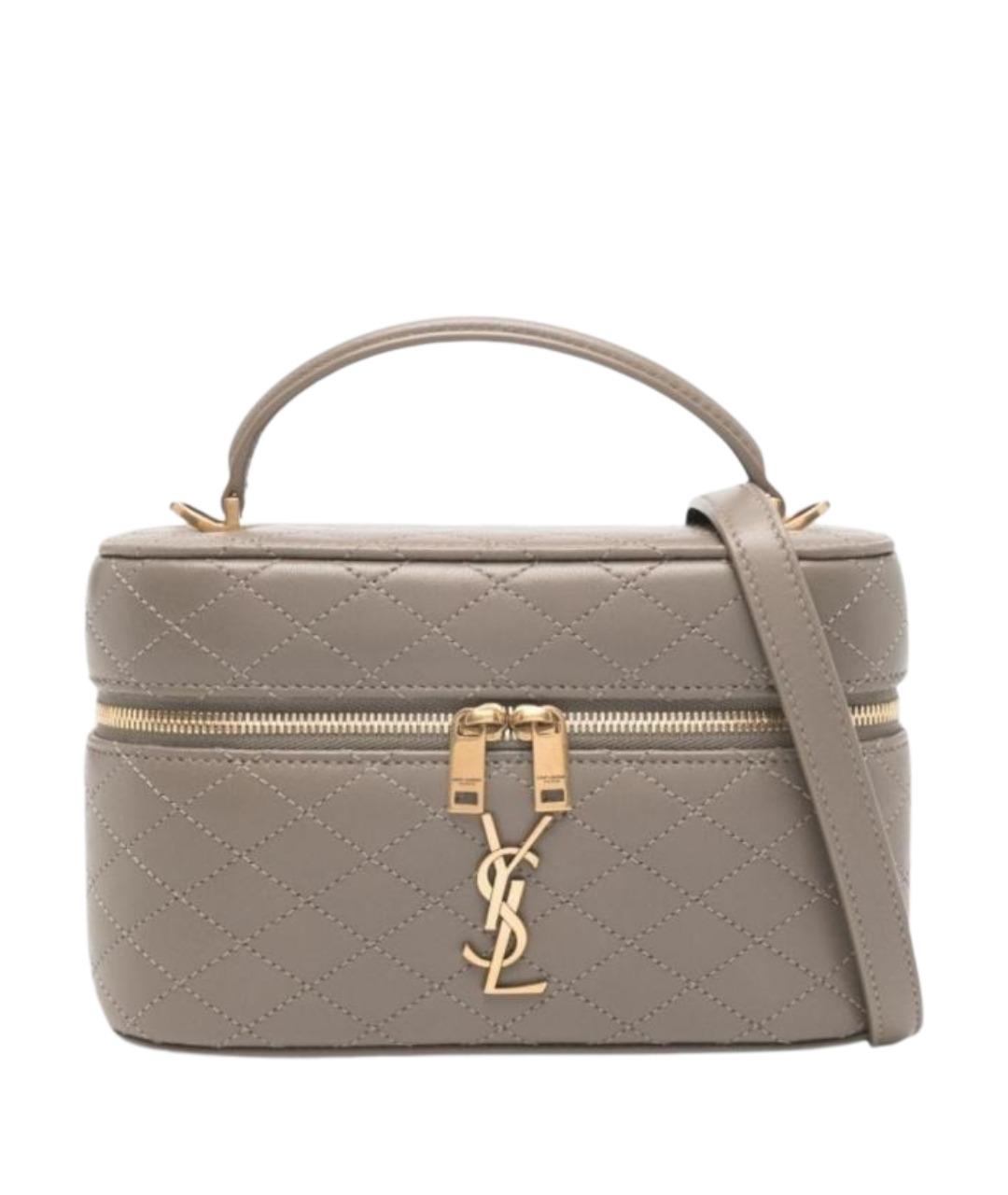 SAINT LAURENT Серая кожаная сумка через плечо, фото 1