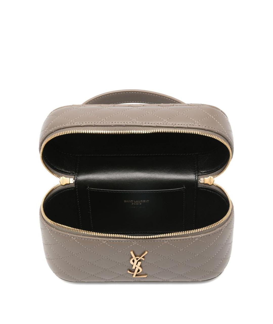 SAINT LAURENT Серая кожаная сумка через плечо, фото 3