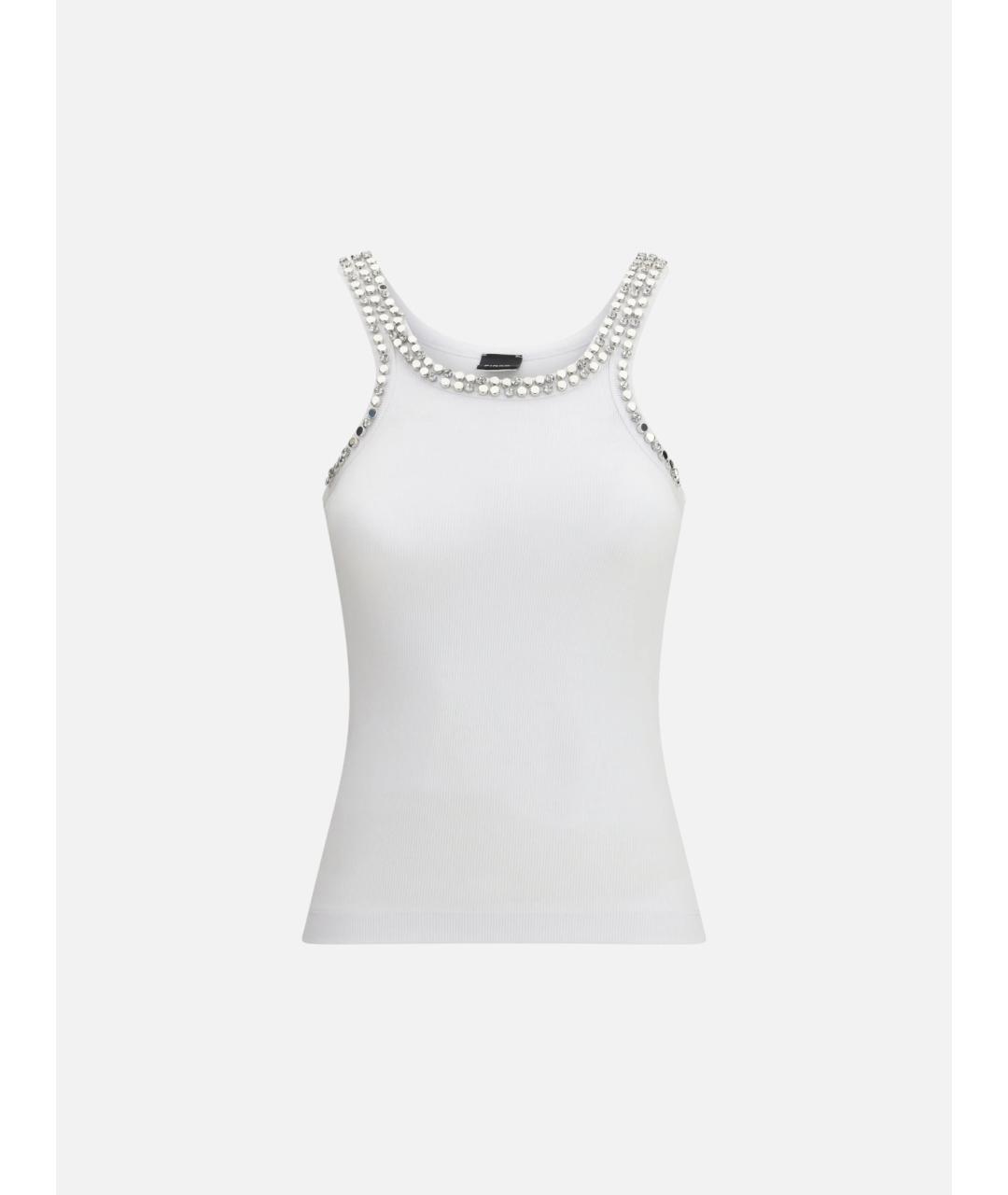 PINKO Белая хлопковая майка, фото 4