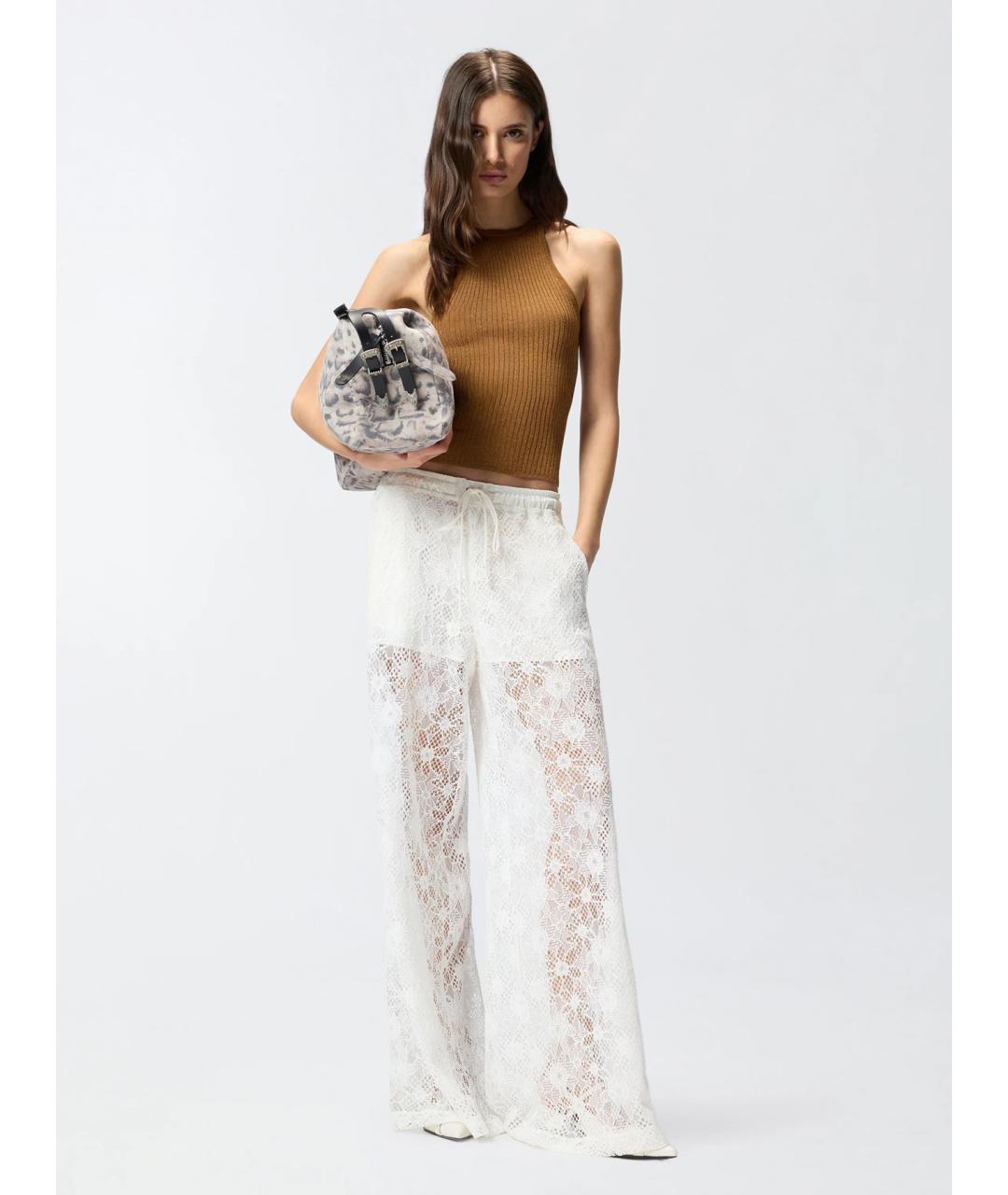 PINKO Белые полиэстеровые брюки широкие, фото 2