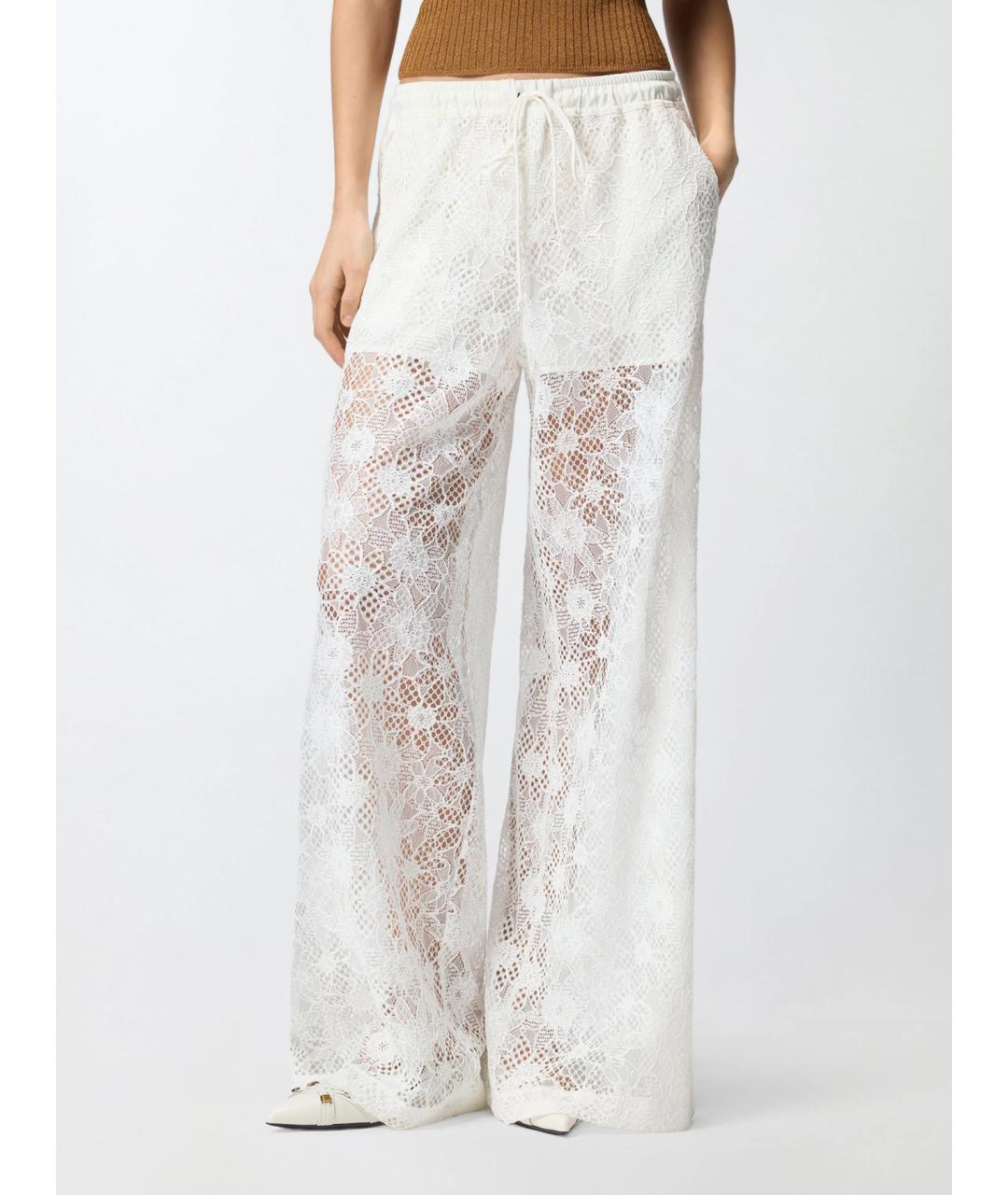 PINKO Белые полиэстеровые брюки широкие, фото 3