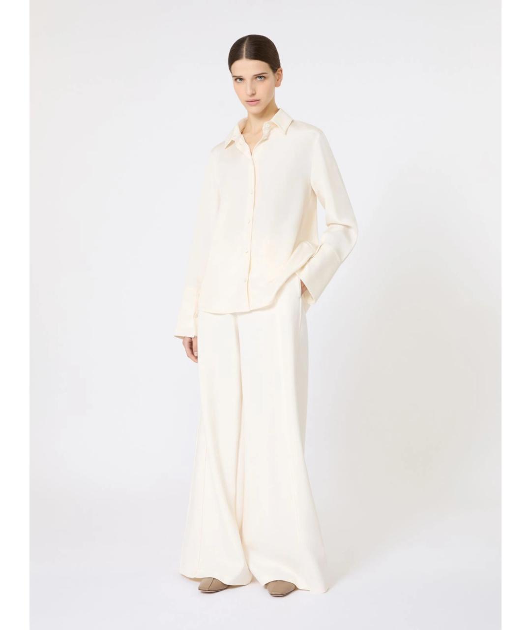 MAX MARA Белые полиамидовые брюки широкие, фото 2