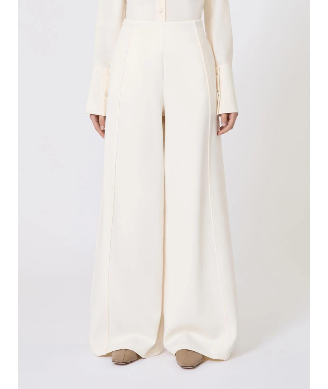 MAX MARA Белые полиамидовые брюки широкие, фото 3