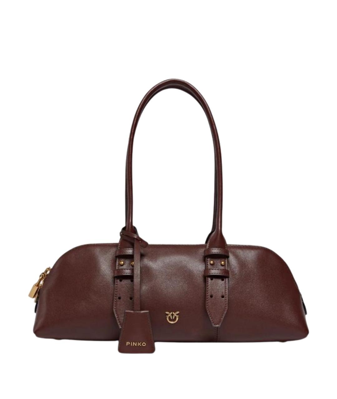 PINKO Коричневая кожаная сумка через плечо, фото 1