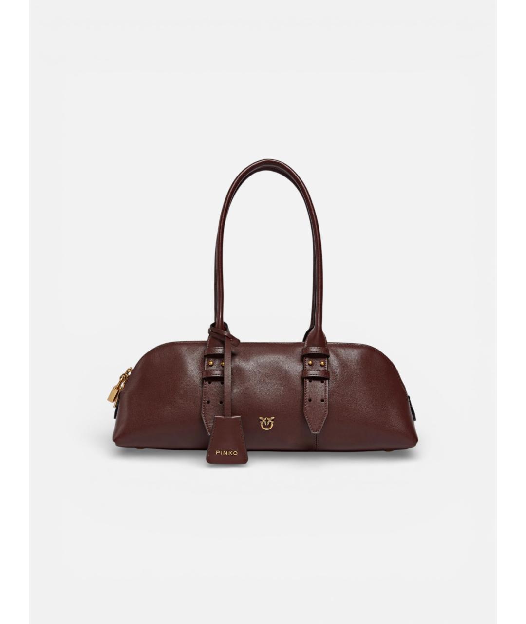 PINKO Коричневая кожаная сумка через плечо, фото 5