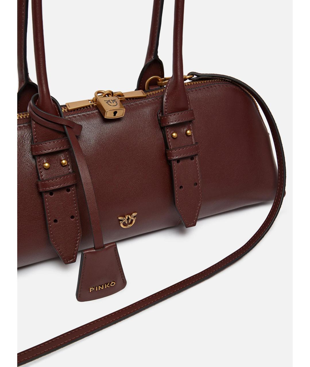 PINKO Коричневая кожаная сумка через плечо, фото 2