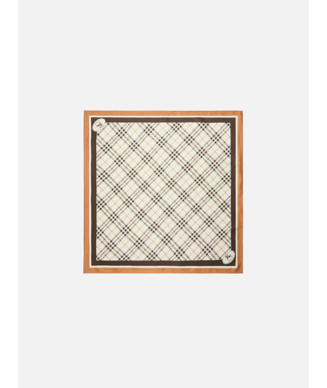 BURBERRY Бежевый шелковый платок, фото 5