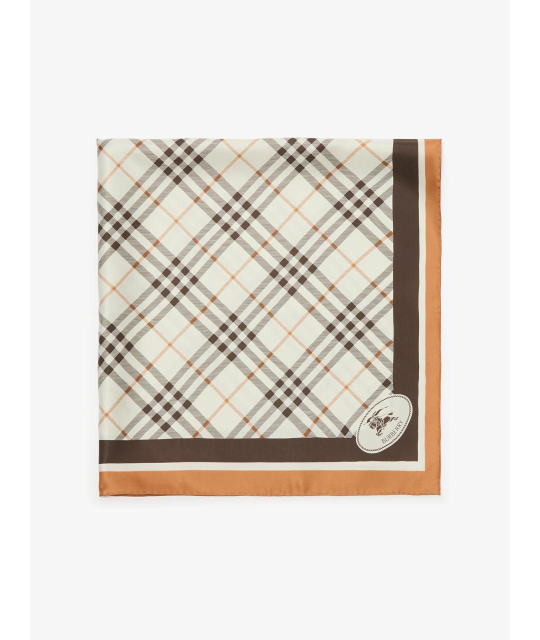 BURBERRY Бежевый шелковый платок, фото 4