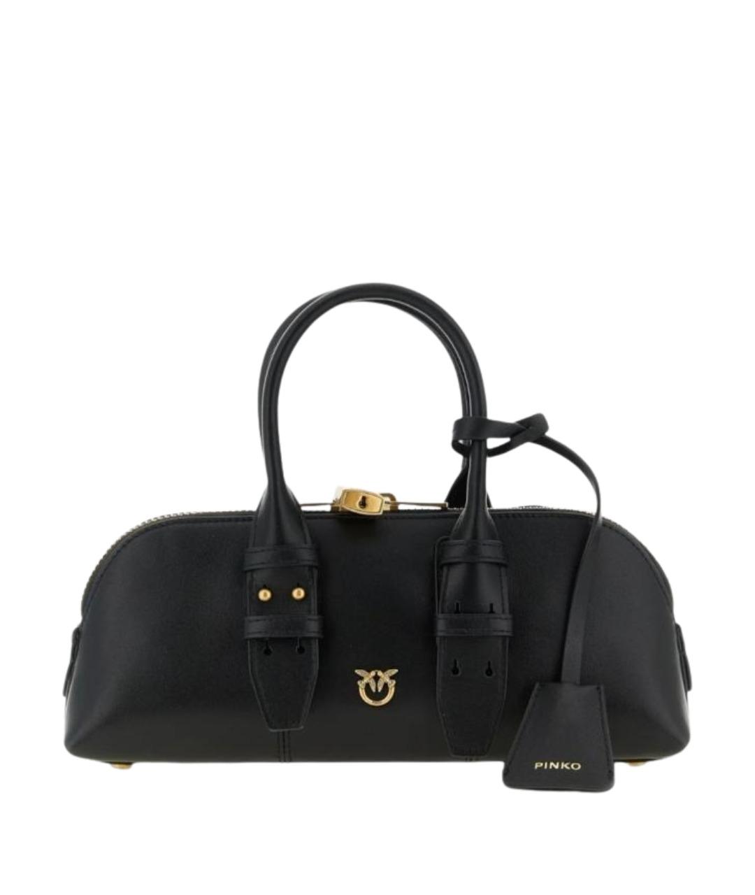 PINKO Черная кожаная сумка с короткими ручками, фото 1