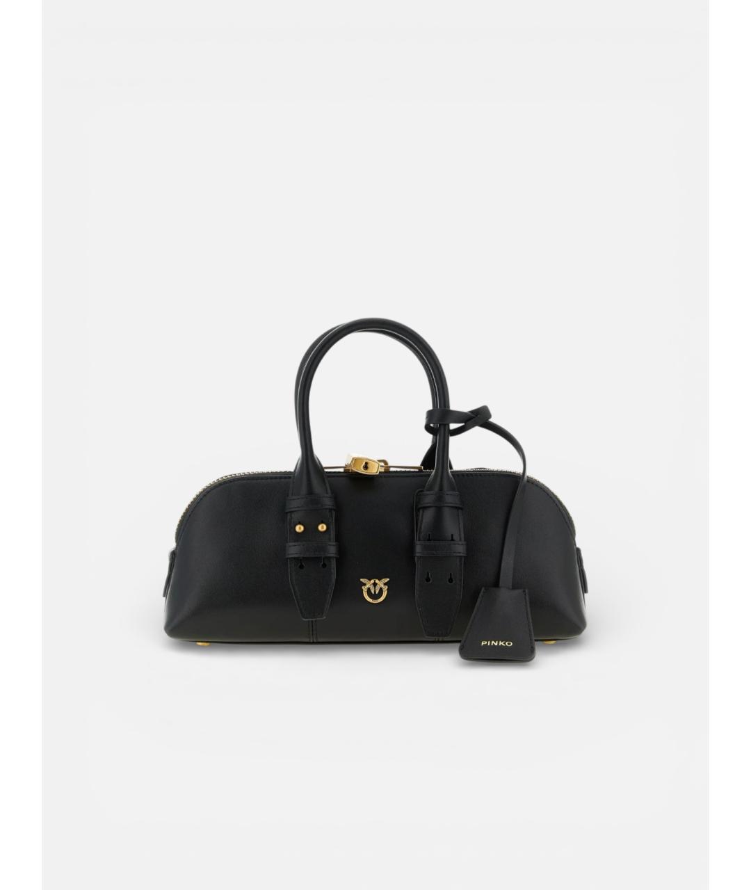 PINKO Черная кожаная сумка с короткими ручками, фото 4