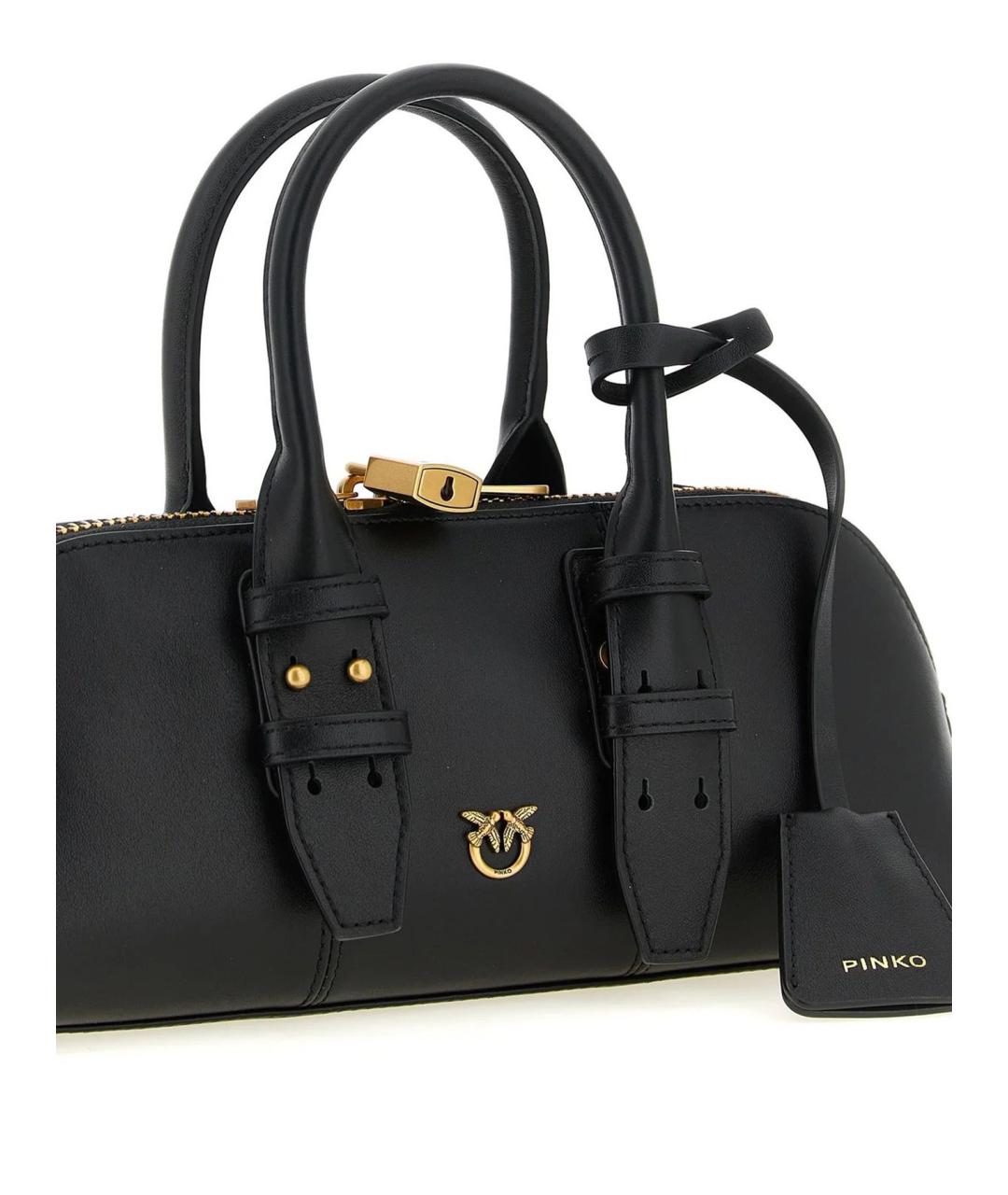 PINKO Черная кожаная сумка с короткими ручками, фото 2
