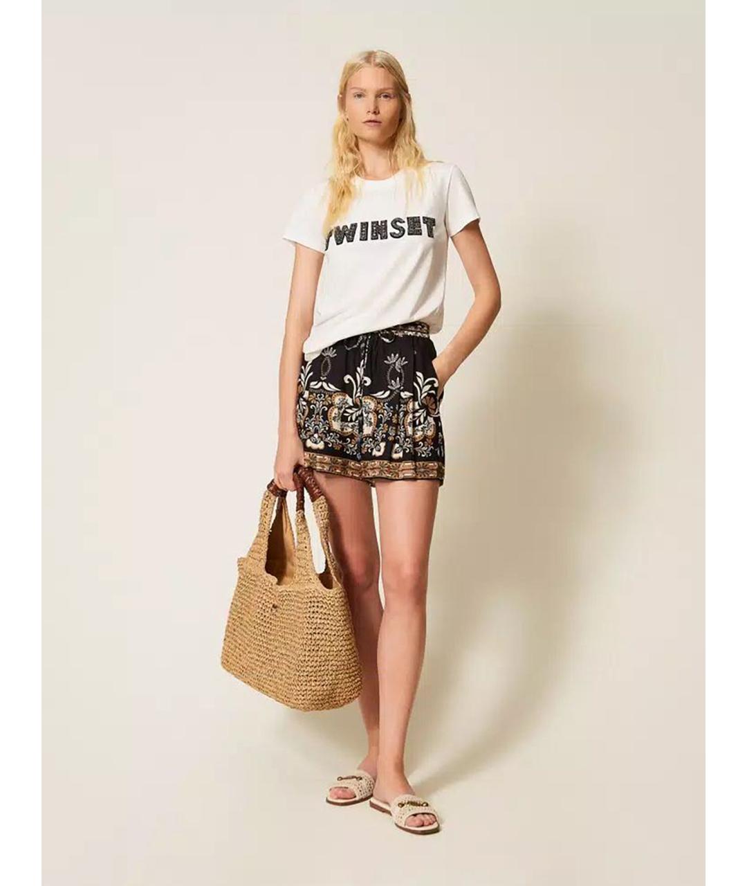 TWIN-SET Черная пелетеная сумка с короткими ручками, фото 2