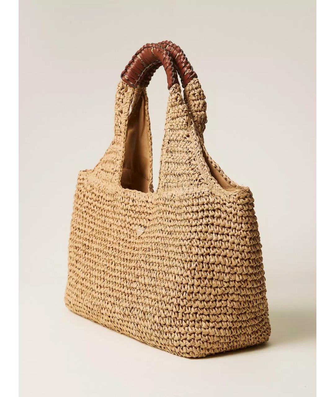 TWIN-SET Черная пелетеная сумка с короткими ручками, фото 3