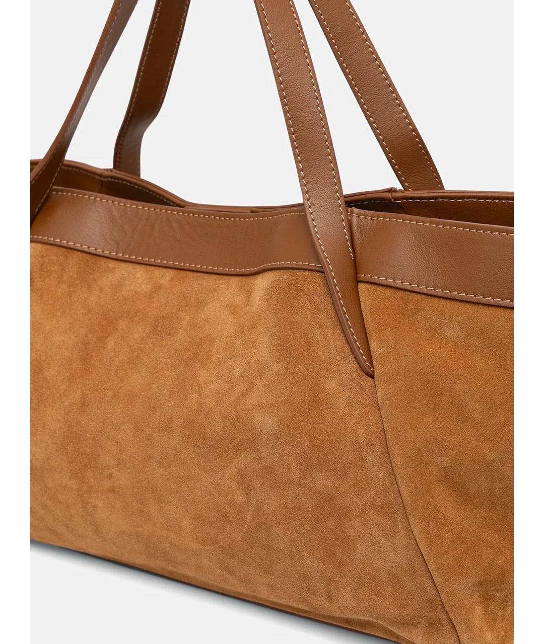 TWIN-SET Коричневая кожаная сумка тоут, фото 3