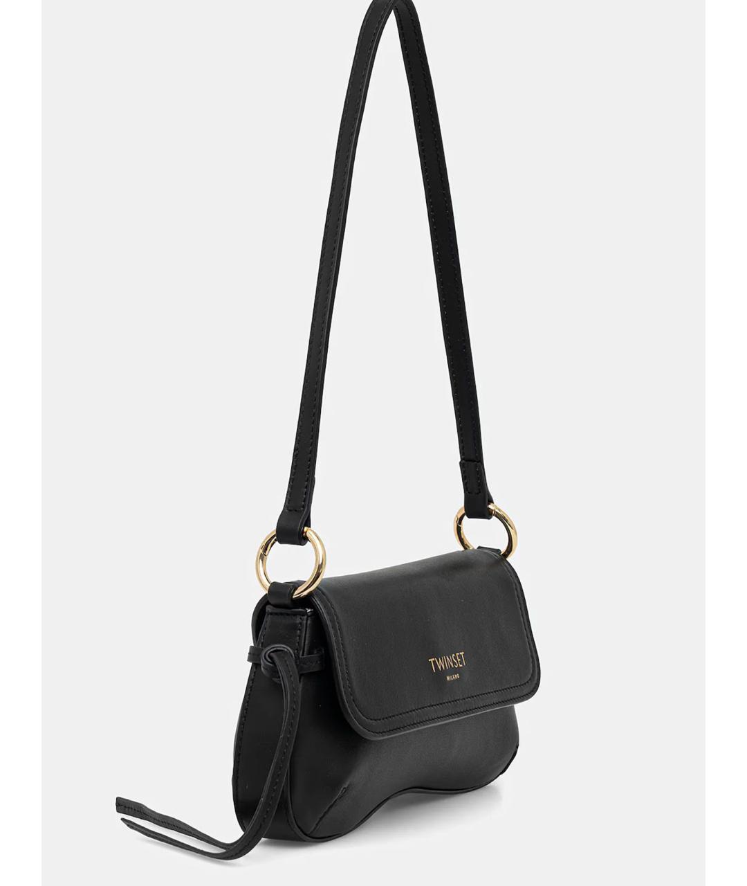 TWIN-SET Черная кожаная сумка через плечо, фото 2