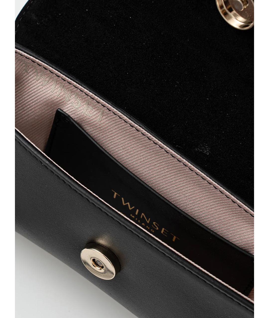 TWIN-SET Черная кожаная сумка через плечо, фото 5