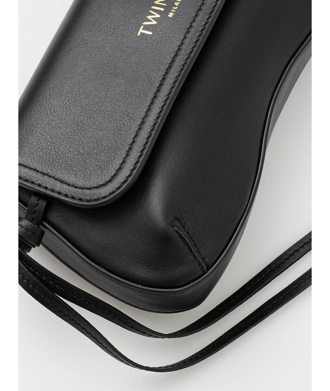 TWIN-SET Черная кожаная сумка через плечо, фото 4