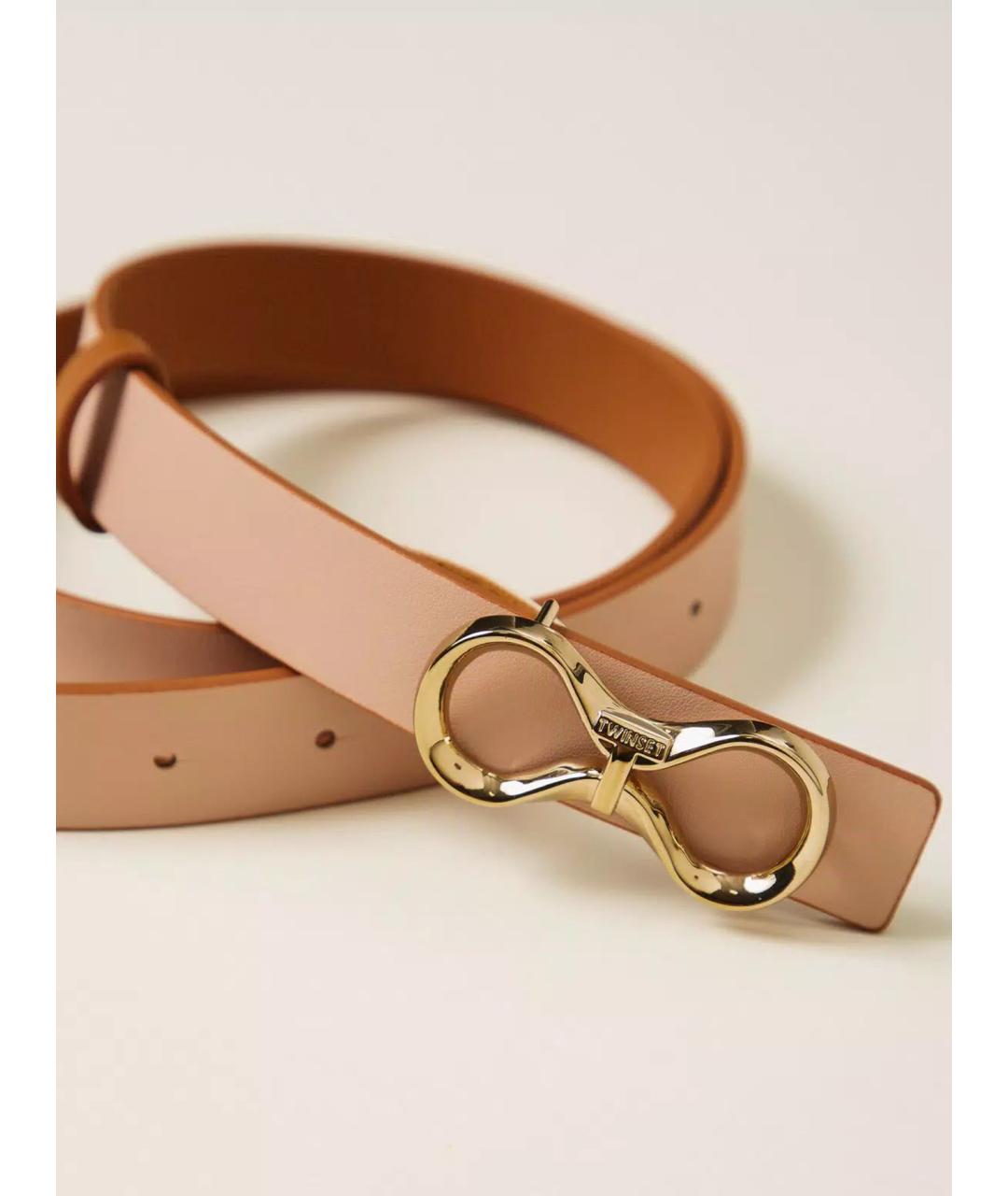 TWIN-SET Коричневый кожаный ремень, фото 3