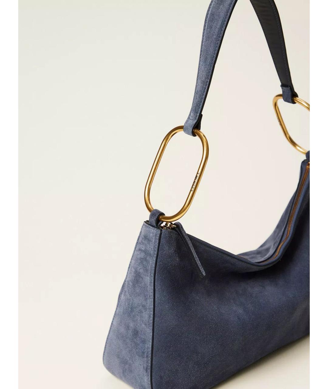 TWIN-SET Синяя кожаная сумка через плечо, фото 3