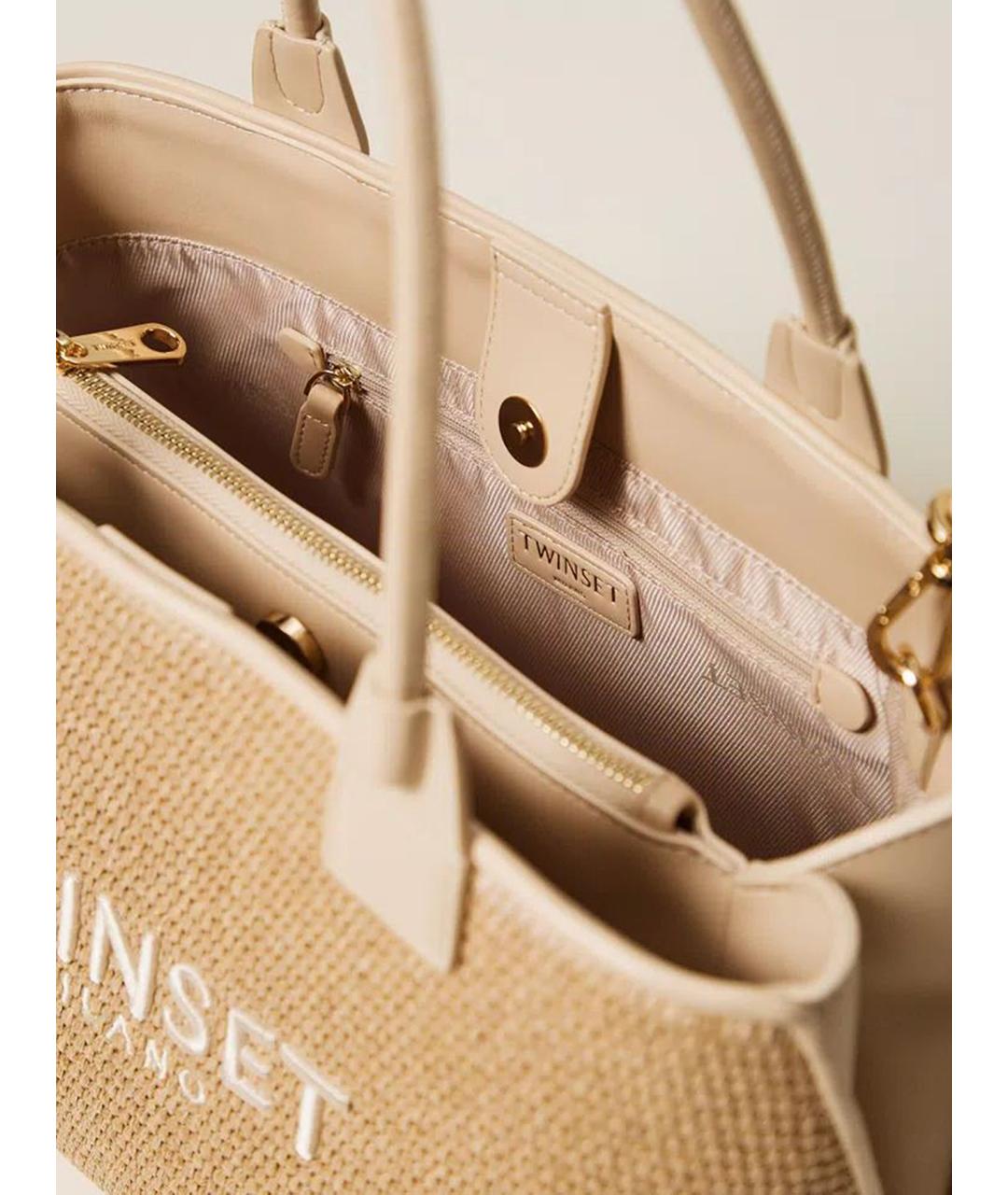 TWIN-SET Бежевая сумка через плечо из искусственной кожи, фото 4