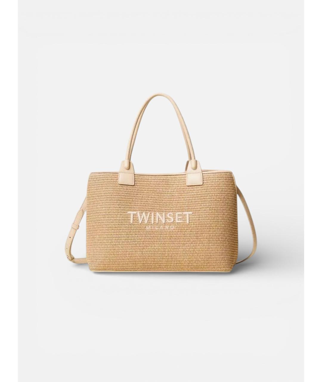 TWIN-SET Бежевая сумка через плечо из искусственной кожи, фото 5
