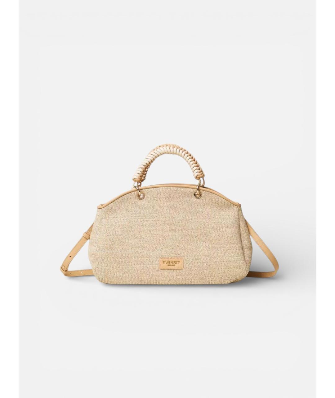 TWIN-SET Бежевая сумка с короткими ручками из искусственной кожи, фото 5