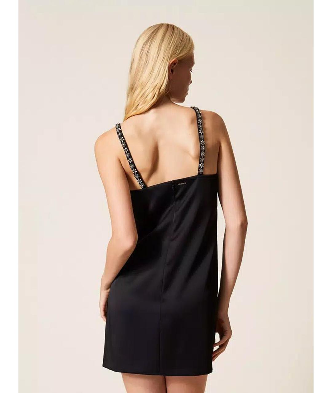 TWIN-SET Черное полиамидовое коктейльное платье, фото 5