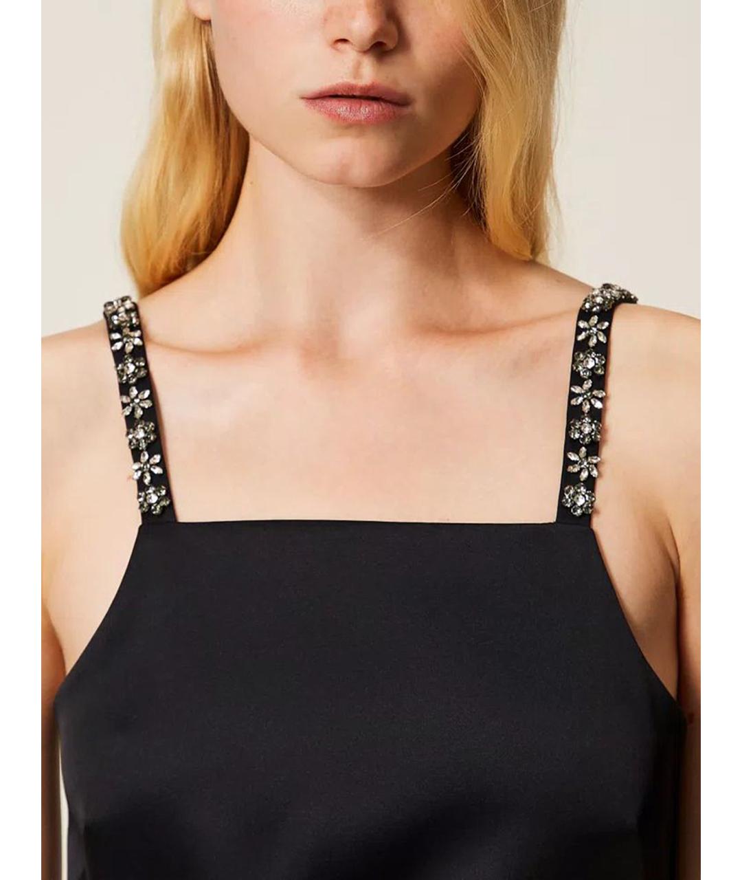 TWIN-SET Черное полиамидовое коктейльное платье, фото 6