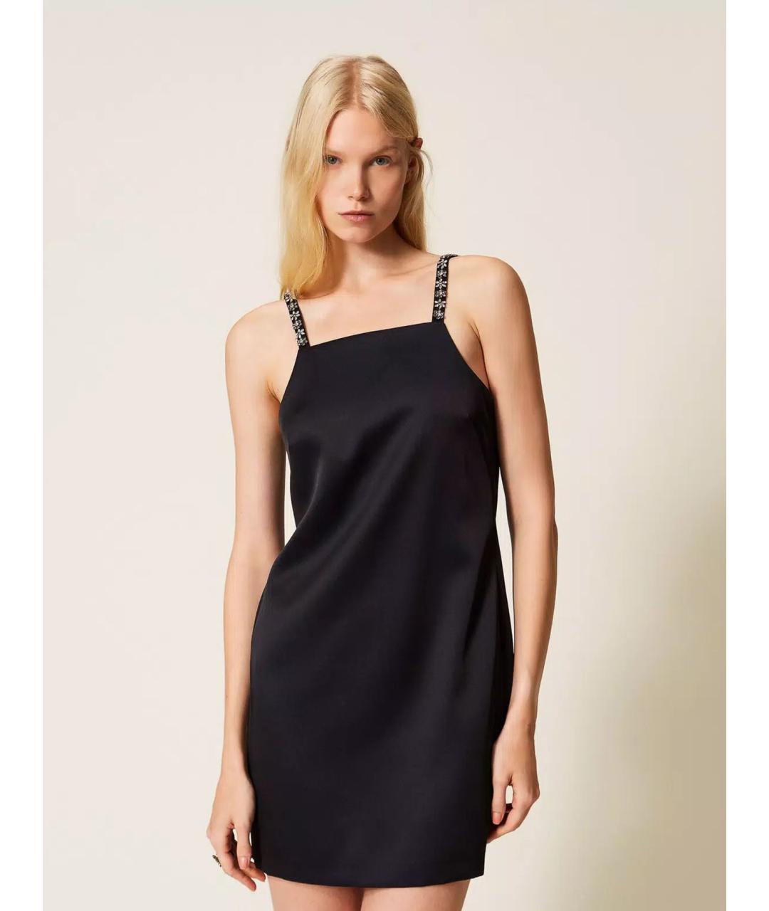 TWIN-SET Черное полиамидовое коктейльное платье, фото 2