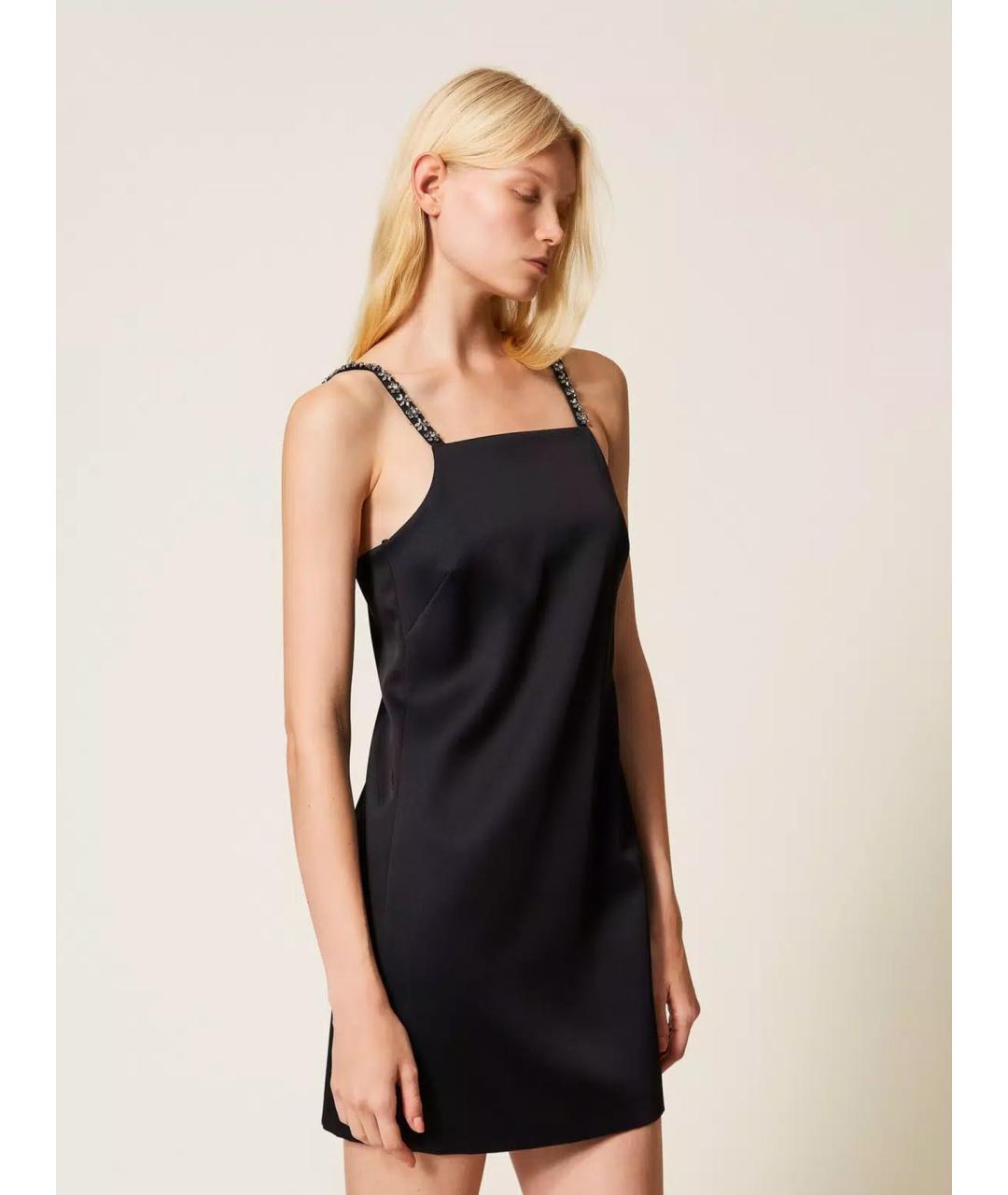 TWIN-SET Черное полиамидовое коктейльное платье, фото 4