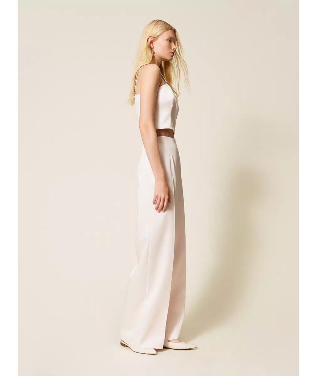 TWIN-SET Розовые полиэстеровые брюки широкие, фото 3