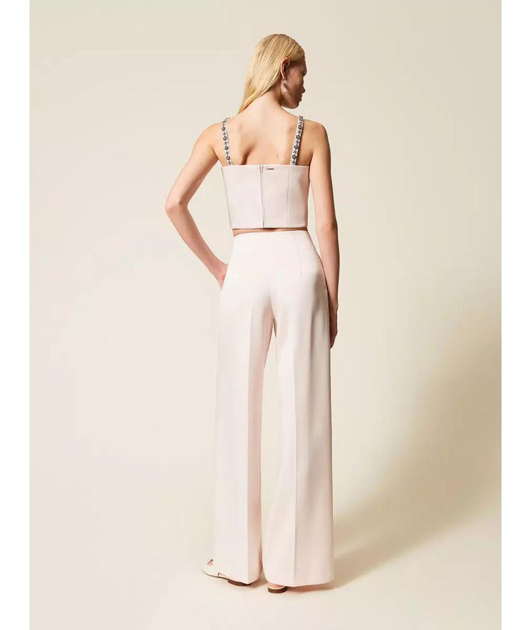 TWIN-SET Розовые полиэстеровые брюки широкие, фото 4