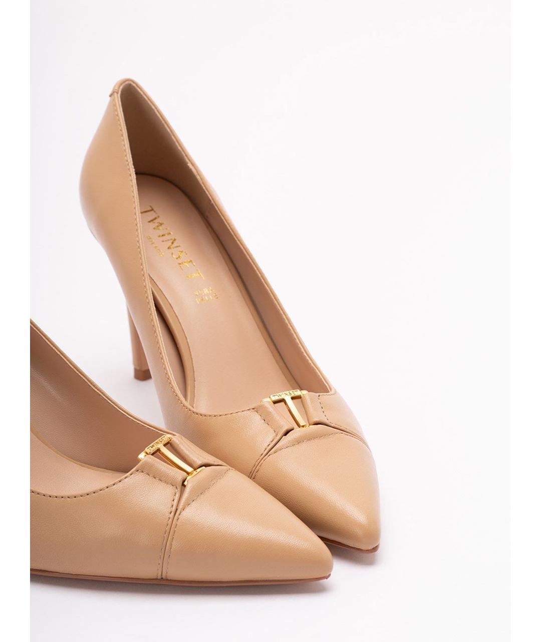 TWIN-SET Бежевые кожаные туфли, фото 5