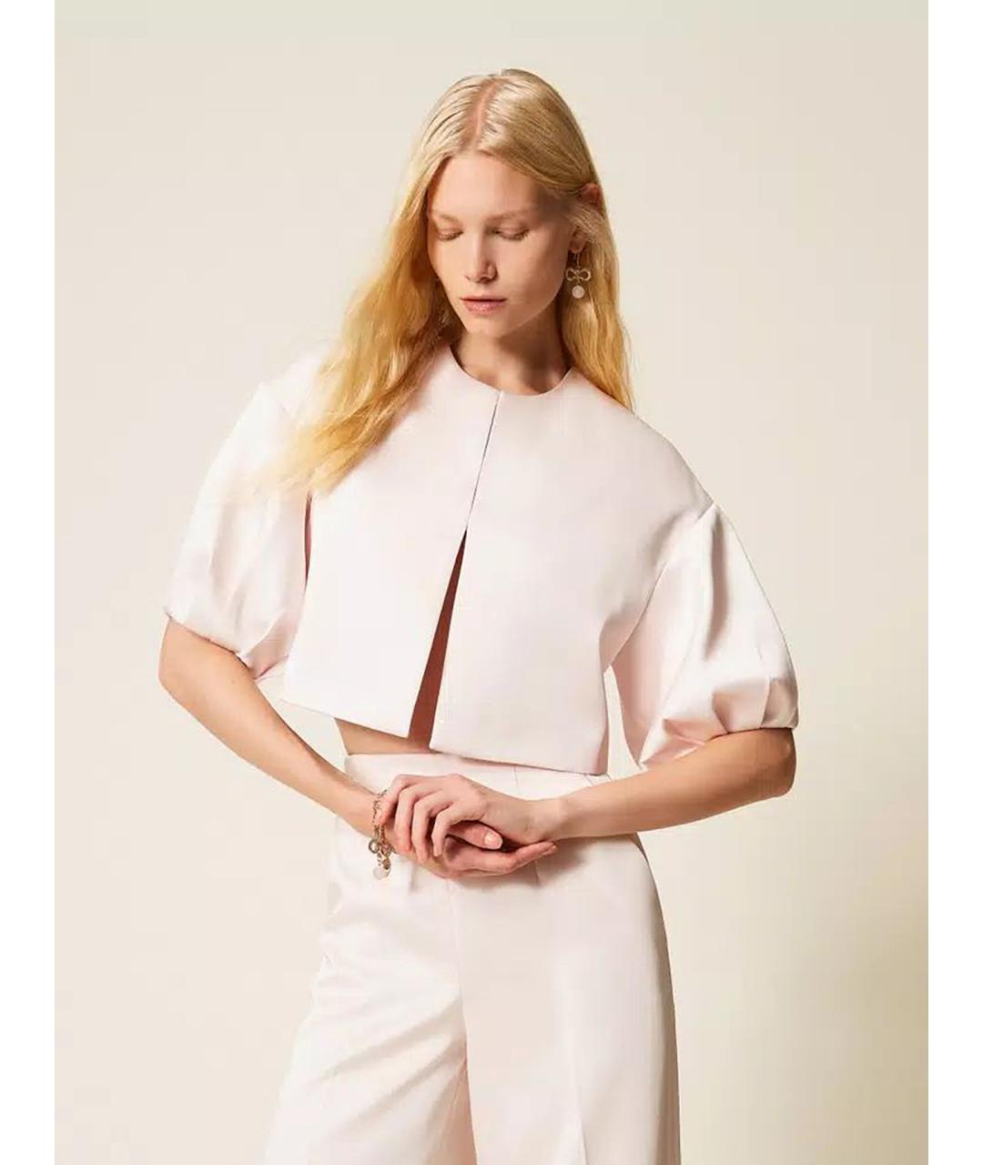 TWIN-SET Розовый полиэстеровый жакет/пиджак, фото 3